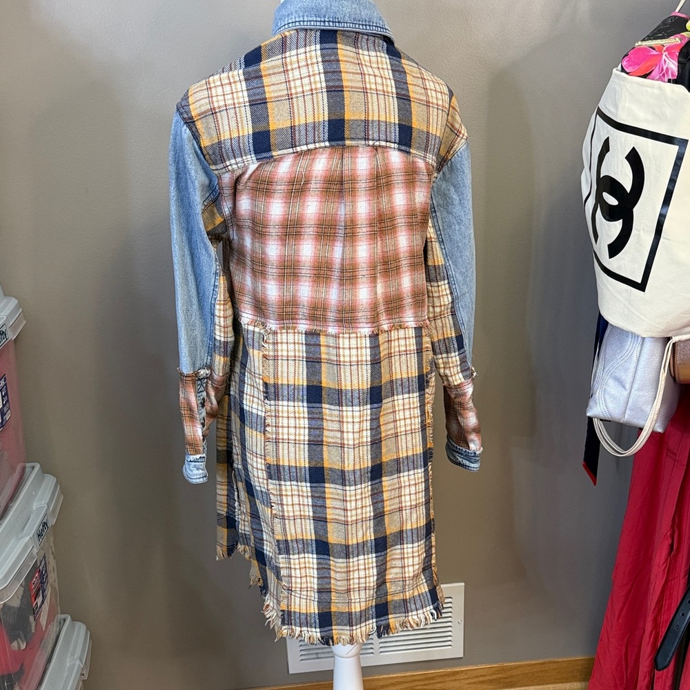 Plaid Patchwork Denim Tunic - image 3